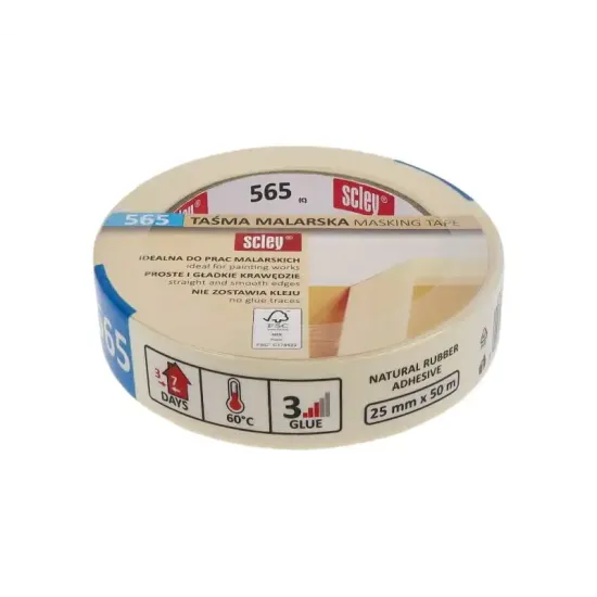 Masking tape - White rubber - 25 mm x 50 m - 0300-655025