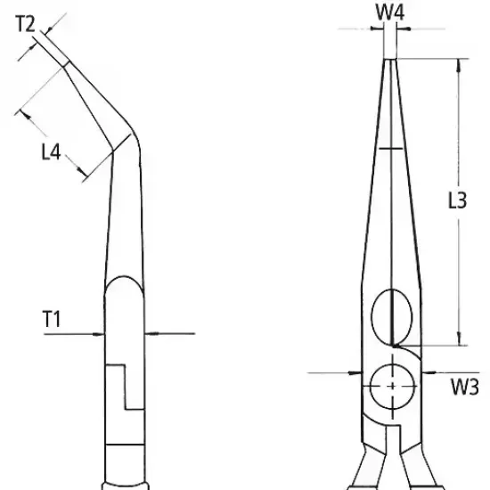 Long Reach Needle Nose Pliers With transverse profiles - 280 mm - 28 81 280