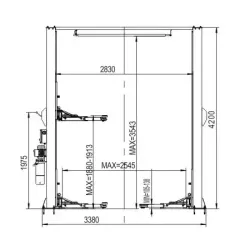 Two-post hydraulic car lift - Manual lock - 4 t