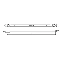 Flat Type Extra-Long Double Ring Wrench (Satin Chrome Finished) 