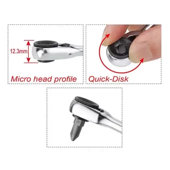Mini Reversible Bit Ratchet Handle - 1/4" - CHDV0801
