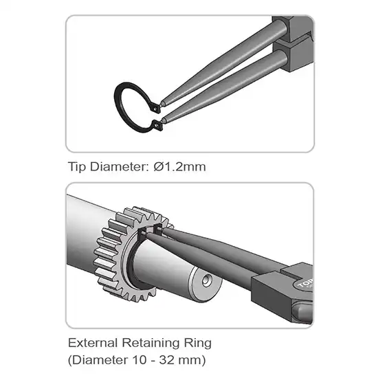 Extra Long Straight Retaining Ring Pliers (External Ring) - DCBJ1381