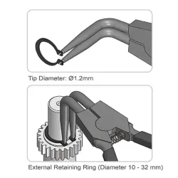 Extra Long 90° Bent Retaining Ring Pliers (External Ring) 