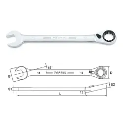 Pro-Series Reversible Ratchet Combination Wrench Set - 12 pcs