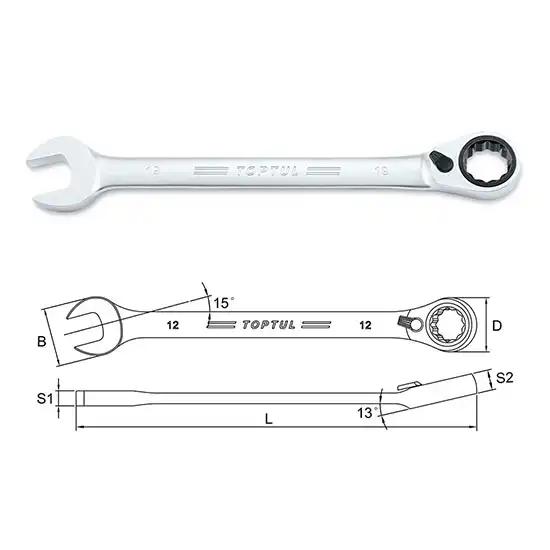 Pro-Series Reversible Ratchet Combination Wrench Set - 12 pcs - GAAD1205