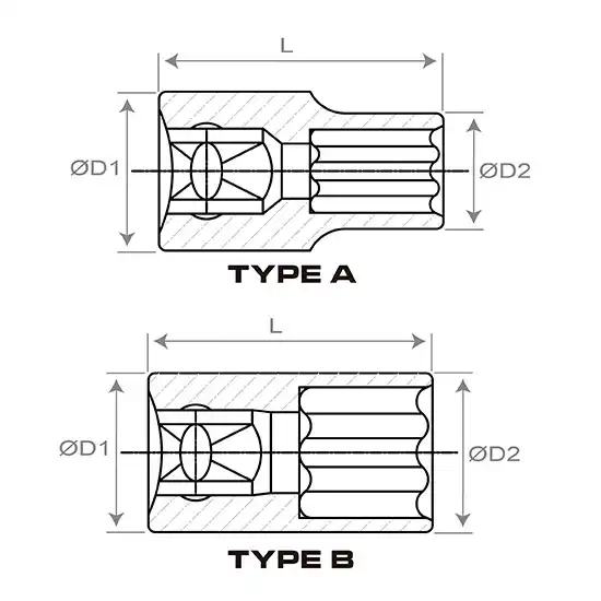 Torx Plus® EP Socket Rail Set - 1/2" dr. - 8 pcs - GAAG0810