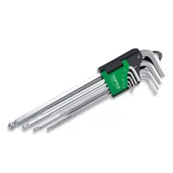 Extra Long Type Ball Point Hex Key Wrench Set - 9 pcs