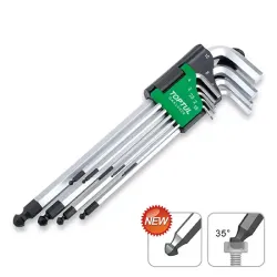 Extra Long Type Ball Point Hex Key Wrench Set - 9 pcs