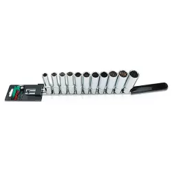 Deep Socket Rail Set - 1/2" dr. 12 pt. - 11 pcs
