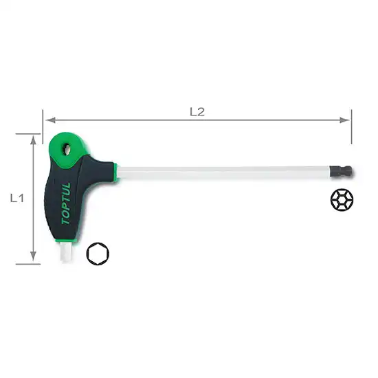 L-Type Two Way Ball Point & Hex Key Wrench Set - 8 pcs - GAAT0811