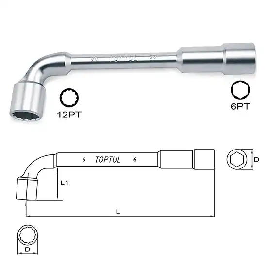 Angled Socket Wrench Set - 10 pcs - GAAT1002