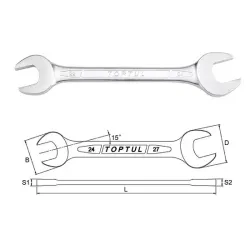 Double Open End Wrench & Hex Key Wrench Set - 18 pcs