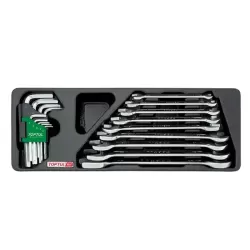 Double Open End Wrench & Hex Key Wrench Set - 18 pcs