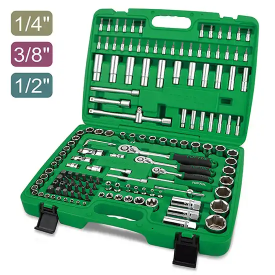 Professional Grade 1/4", 3/8" & 1/2" DR. Flank Socket Set - 151 pcs - GCAI151R