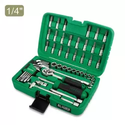 Professional Grade 1/4" Flank Socket & Hex Key Wrench Set - 51 pcs