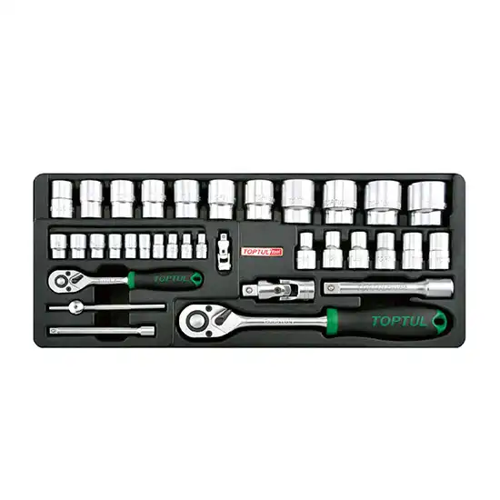 Гедоре Комплект - 34 части - 1/4" & 1/2" - 6 стенни - В модулна подложка - GCAT3402