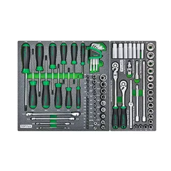 Количка за инструменти - 7 отделения - 5 оборудвани (261 инструмента) - GE-26105
