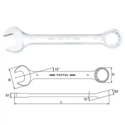 15° Offset Standard Combination Wrench Set - 8 pcs