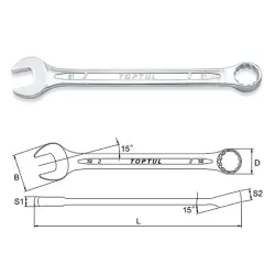 15° Offset Standard Combination Wrench Set - 14 pcs