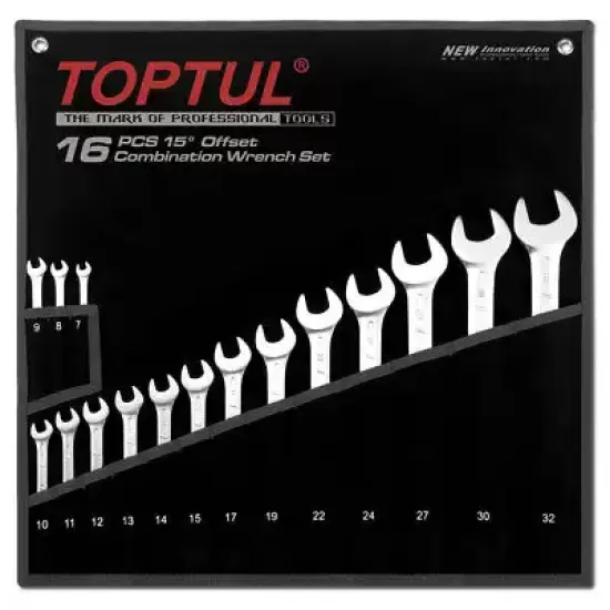 15° Offset Standard Combination Wrench Set - 16 pcs - GPAB1602