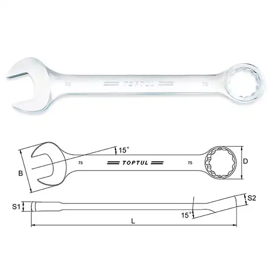 15° Offset Standard Combination Wrench Set - 16 pcs - GPAB1602