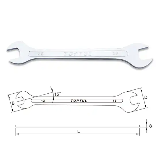 Double Open End Slimline Wrench Set - 8 pcs - GRAJ0801