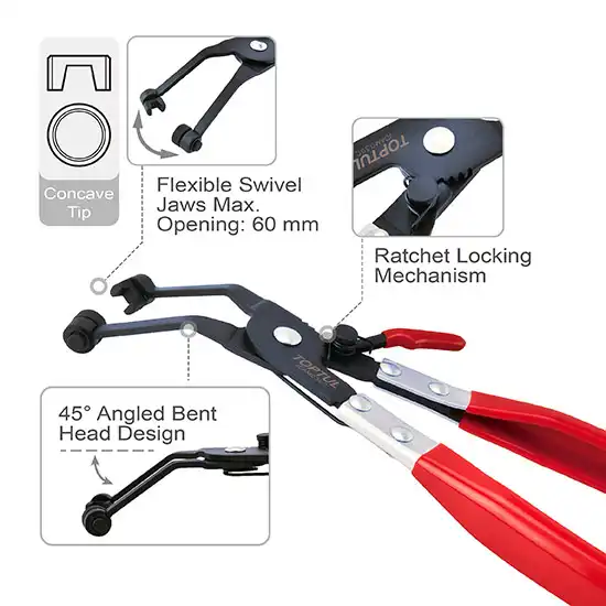 Curved Hose Clamp Pliers - 235 mm - JDAM039C