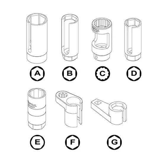 Sensor & Sending Unit Socket Set - 7 pcs - JGAI0701