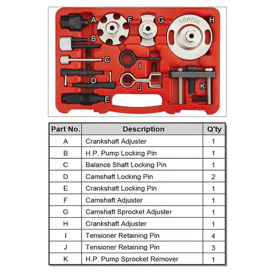 VW / Audi Diesel Engine Timing Tool Set - 12 pcs - JGAI1203