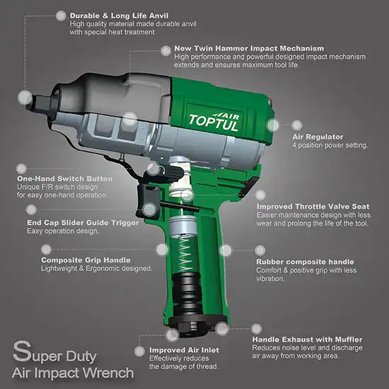 Super Duty Air Impact Wrench (Max. Torque 800 Ft-Lb) - 1/2" - KAAJ1680