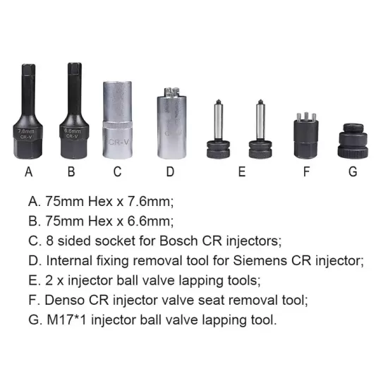 New HQ Common Rail Injector Tools - 8 pcs - CL37421